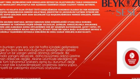 MHP BEYKOZ İLÇE BAŞKANI EMRE ÇÖMLEKÇİ: ‘Beykoz’un artık kaybedecek saati dahi kalmamıştır’